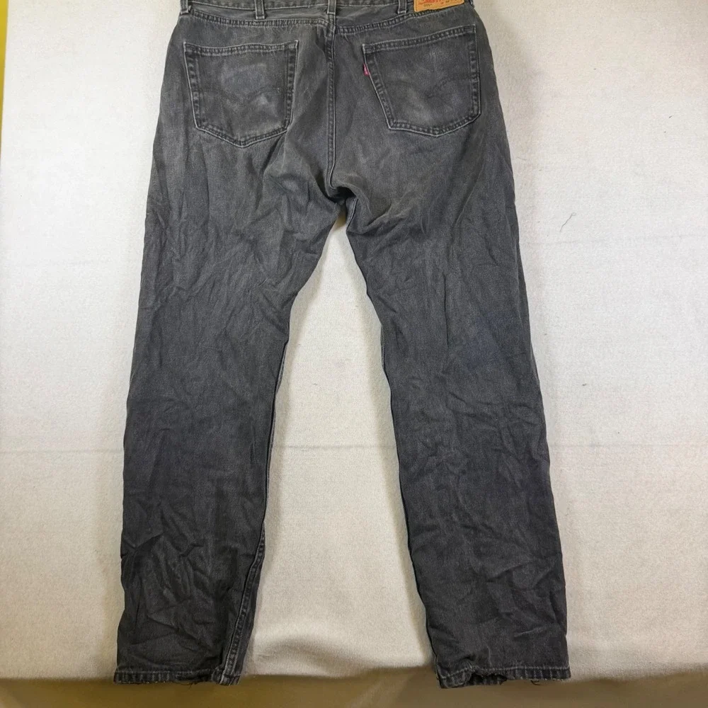 Levis 505 Regular Fit Straight Leg Jeans Mens 38x34 Faded Black Denim Pants